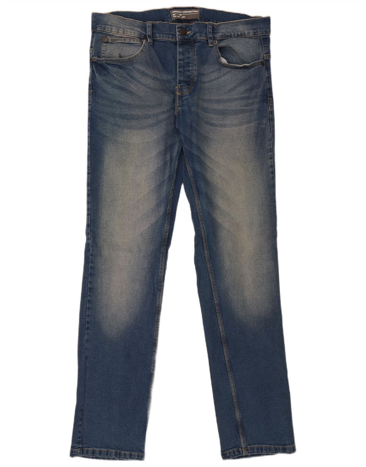 FRENCH CONNECTION Jeans feminino gráfico slim W32 L32 algodão azul