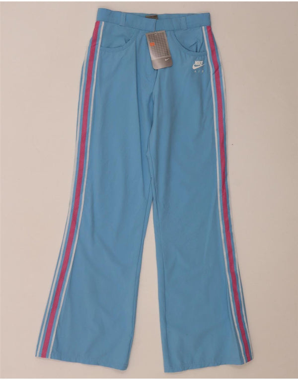 Calça casual feminina Nike com perna larga 13-14 anos W24 L29 nylon listrado azul