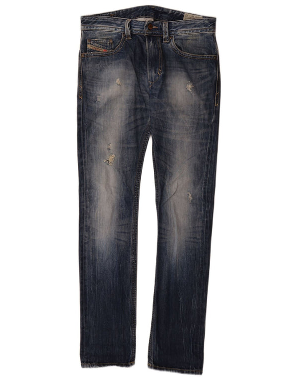 Diesel Masculino Thavar Distressed Slim Fit Jeans Skinny W28 L32 Azul Algodão