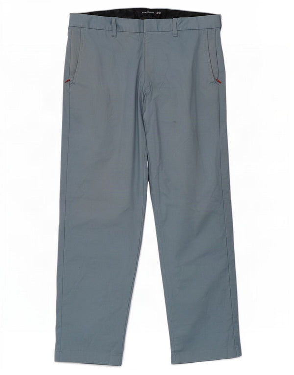 Calça chino reta masculina Marks & Spencer Blue Harbor W36 L33 algodão