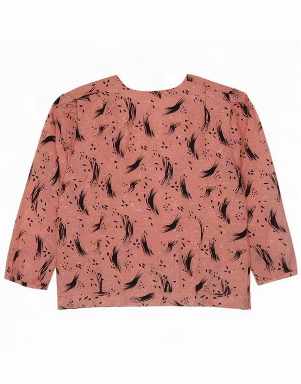 Blusa feminina vintage manga 3/4 UK 16 grande rosa floral