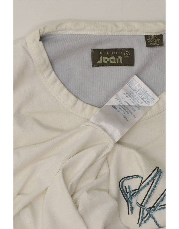 Camiseta gráfica masculina Ted Baker tamanho superior 5 XL algodão branco