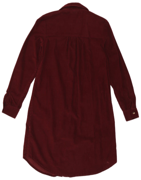 Vestido camisa feminino de veludo cotelê Fat Face Reino Unido 6 XS algodão borgonha
