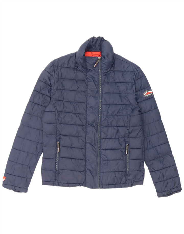 Jaqueta acolchoada masculina Superdry UK 40 grande nylon azul marinho