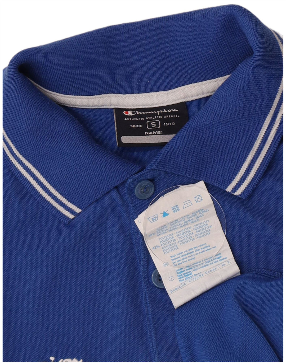 Camisa polo masculina Champion Graphic pequena azul algodão