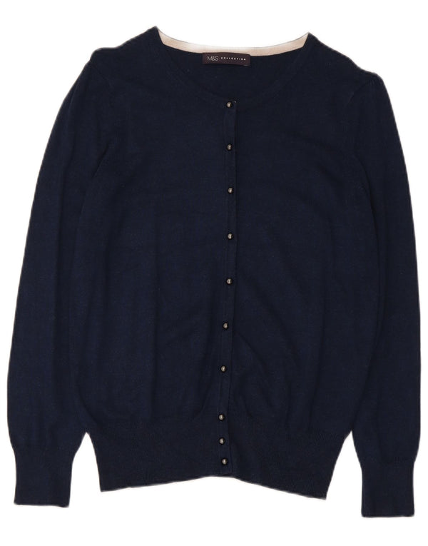 Suéter cardigã feminino Marks & Spencer UK 12 viscose azul marinho médio