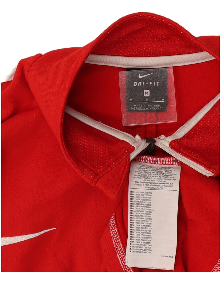 Top masculino Nike Dri Fit com zíper e manga comprida em poliéster colorblock vermelho médio