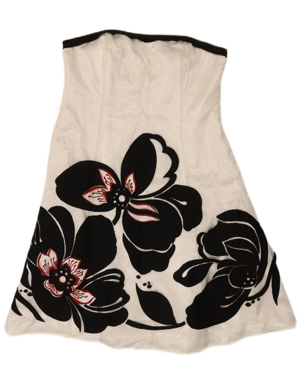 Vestido feminino Debut sem alças UK 14 médio branco floral nylon