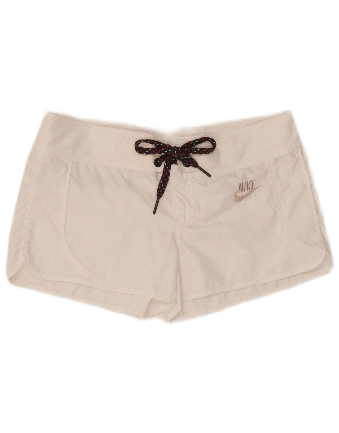 Shorts esportivos femininos Nike UK 10 pequeno poliéster branco