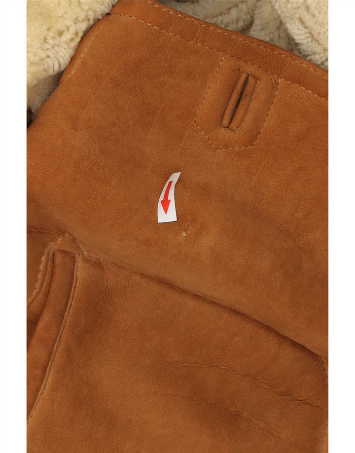 Jaqueta masculina vintage Shearling US 6 marrom médio