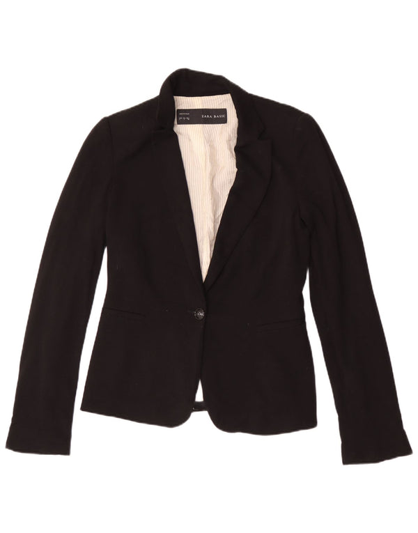 Jaqueta blazer feminina Zara com 1 botão Reino Unido 10 pequena viscose preta