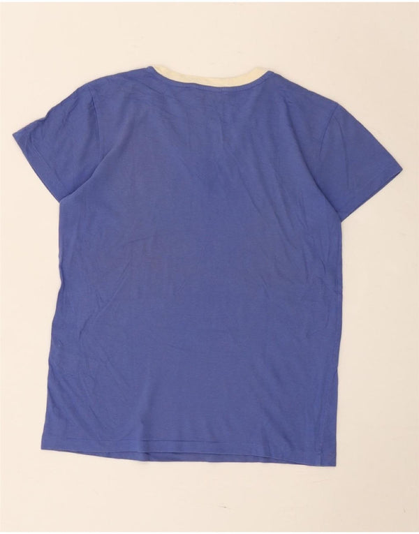 Camiseta feminina Ralph Lauren UK 10 algodão colorblock azul pequeno