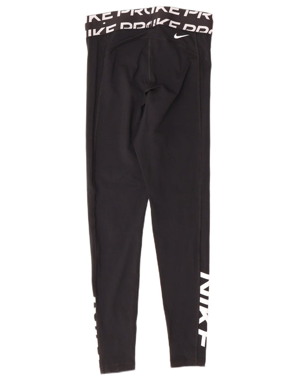 Leggings femininas Nike Dri Fit Graphic UK 10 pequenas esportivas pretas de poliéster