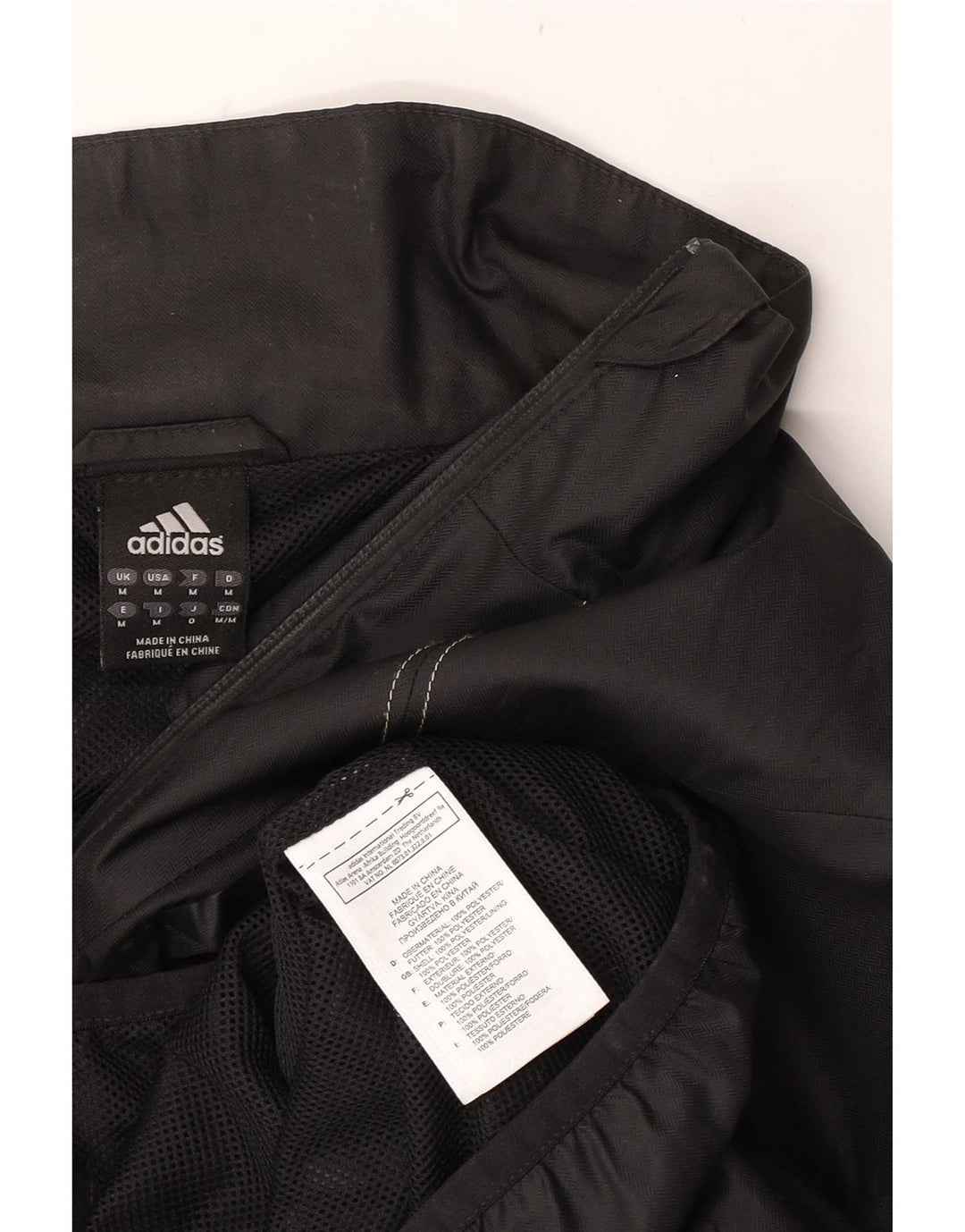 Jaqueta de chuva masculina Adidas UK 38 poliéster preto médio