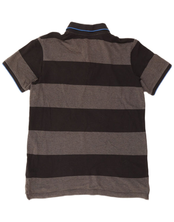 Camisa polo masculina Reebok Rugby grande algodão listrado cinza