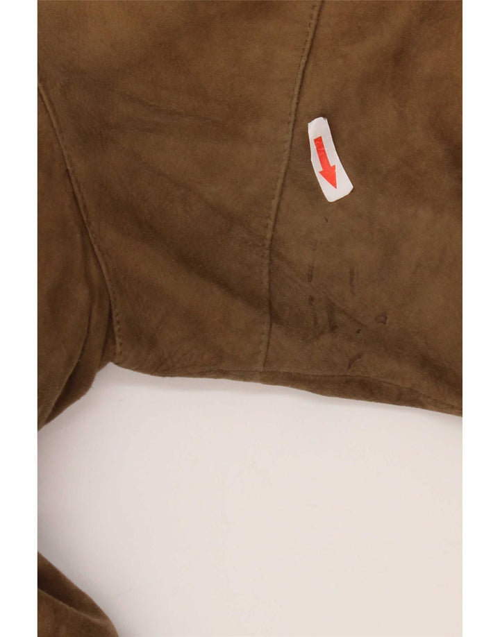 Jaqueta masculina vintage de camurça bomber UK 38 bege médio
