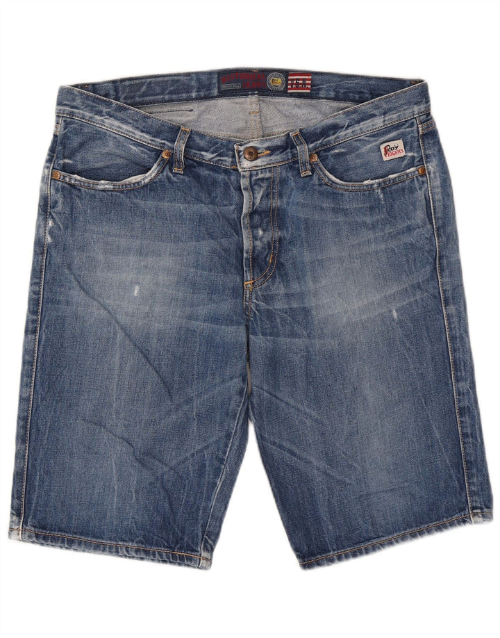 Shorts jeans masculino Roy Rogers desgastado W33 algodão azul médio