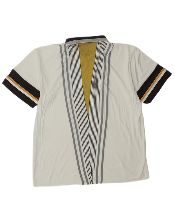 Camisa polo masculina Lotto Reino Unido 40/42 grande algodão listrado branco