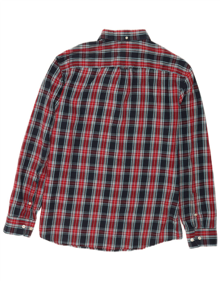 Camisa masculina Pinguim de algodão xadrez azul marinho médio