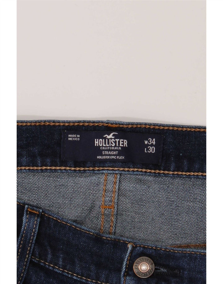 Hollister Masculino Flex Straight Jeans W34 L30 Azul