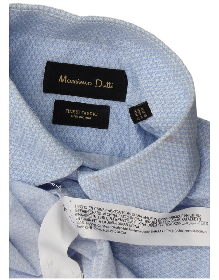 Camisa masculina Massimo Dutti tamanho 38 15 algodão geométrico azul médio