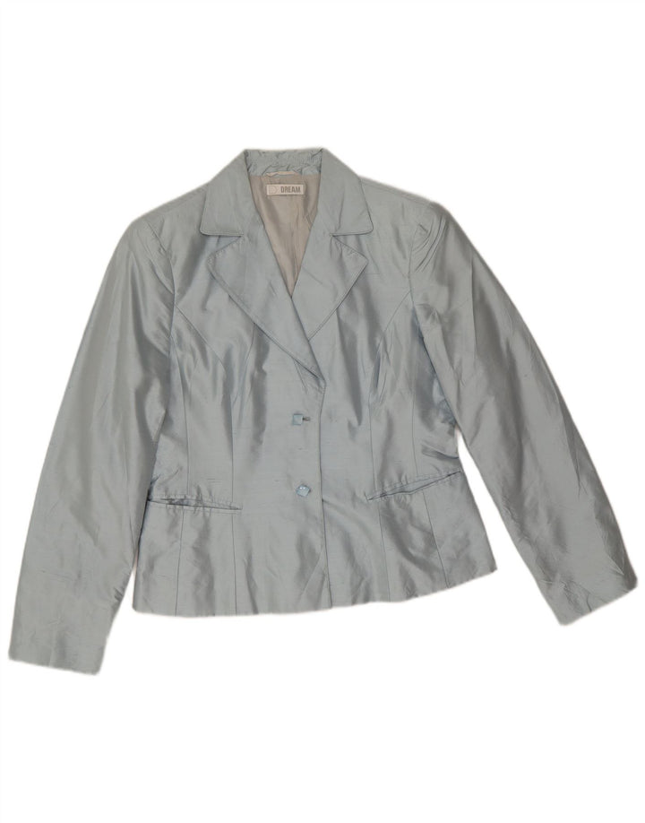 Jaqueta Blazer Feminina Dream com 2 Botões Reino Unido 14 Grande Seda Azul