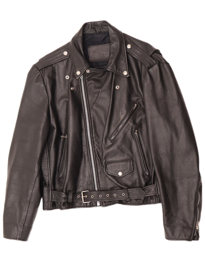 Jaqueta Louis Mens Couro Biker EU 50 Grande Couro Preto