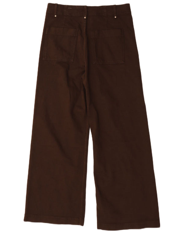 Zara Calça feminina casual cintura alta perna larga UE 42 grande W32 L29 marrom