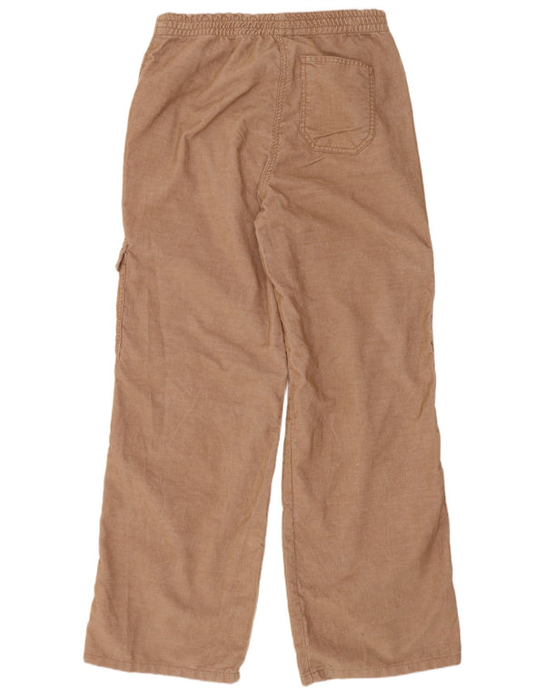 Calça cargo feminina Topshop de veludo cotelê folgado Reino Unido 12 médio W30 L31 bege