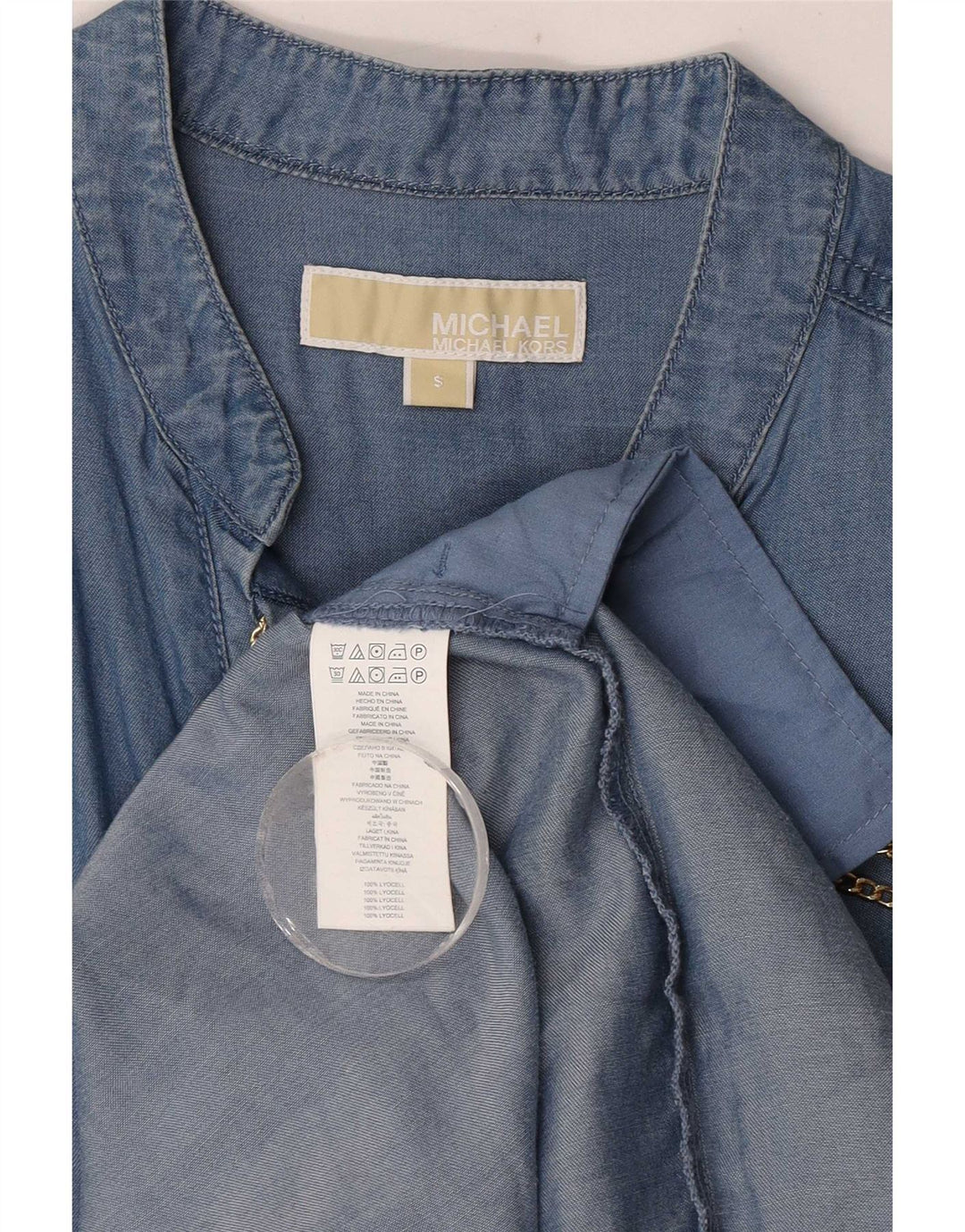 Vestido feminino Michael Kors UK 10 pequeno azul Lyocell