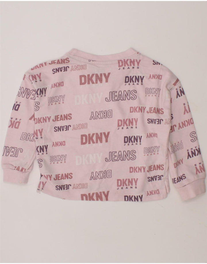 DKNY Baby Girls Graphic Sweatshirt Jumper 12-18 Months Pink Cotton Vintage Dkny and Second-Hand Dkny from Messina Hembry 