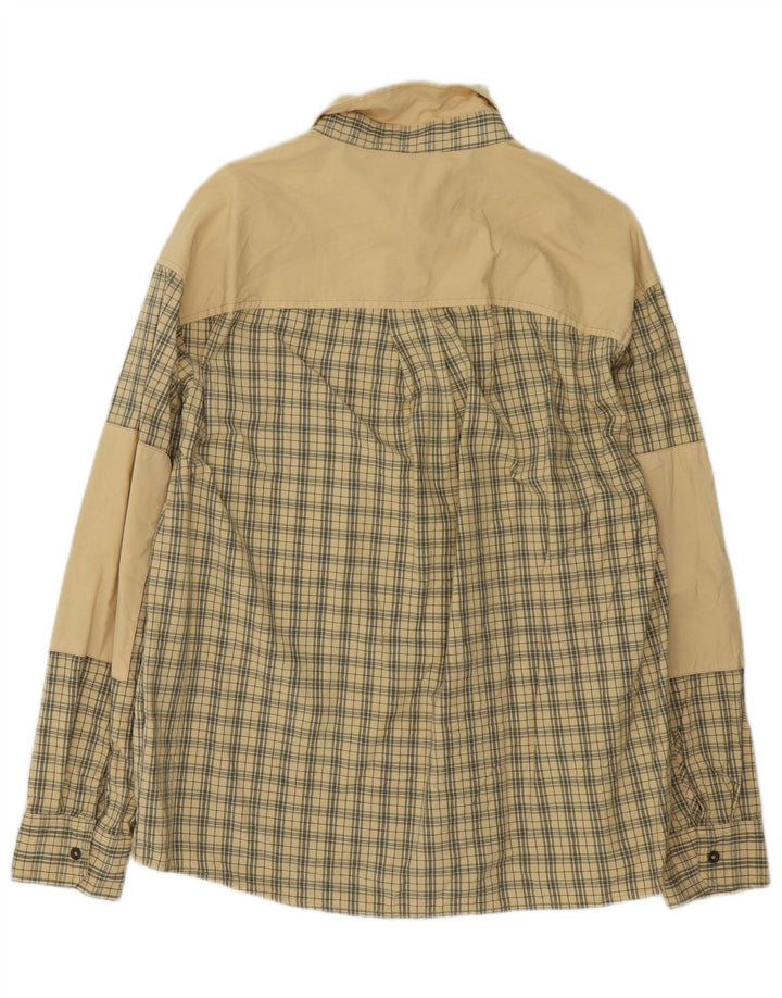 Camisa masculina Think Pink de algodão xadrez bege médio