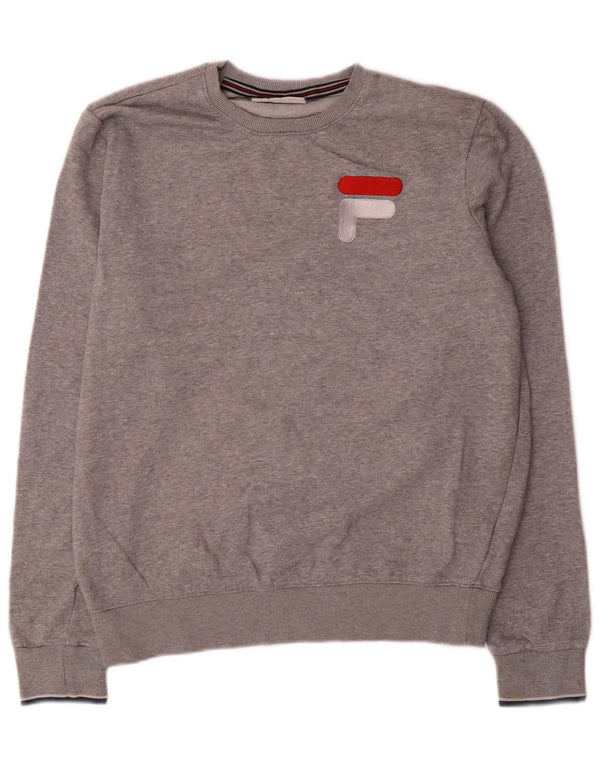 Fila Mens Graphic Moletom Jumper Médio Algodão Cinza