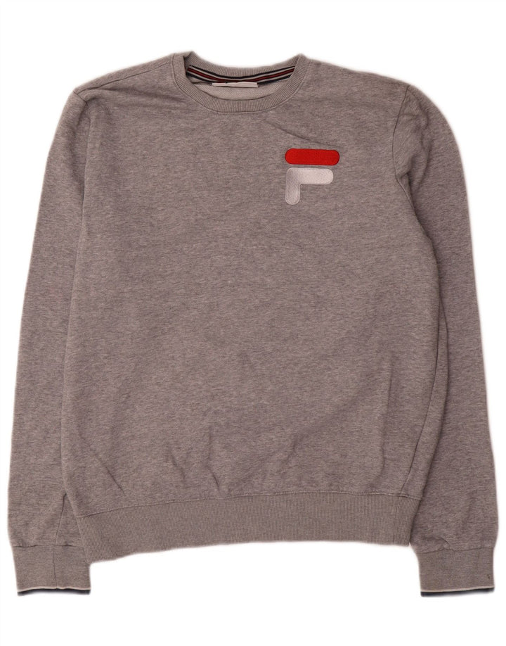 Fila Mens Graphic Moletom Jumper Médio Algodão Cinza