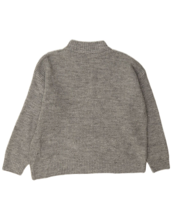 Suéter feminino Marks & Spencer com zíper e gola redonda Reino Unido 14 grande cinza manchado