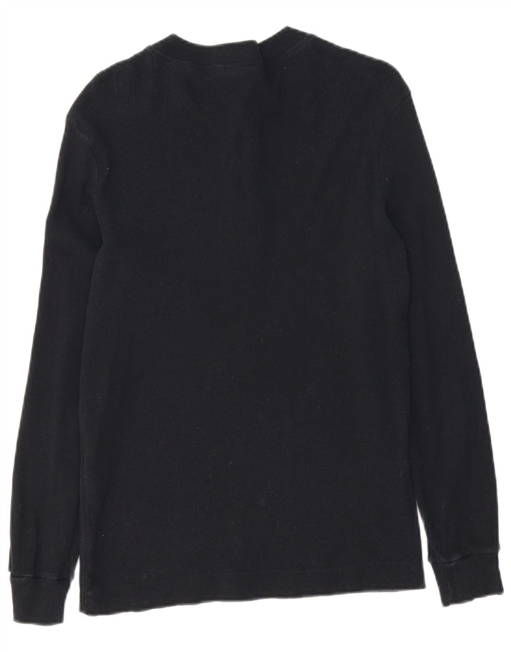 Sisley Mens Top Manga Longa Médio Algodão Preto