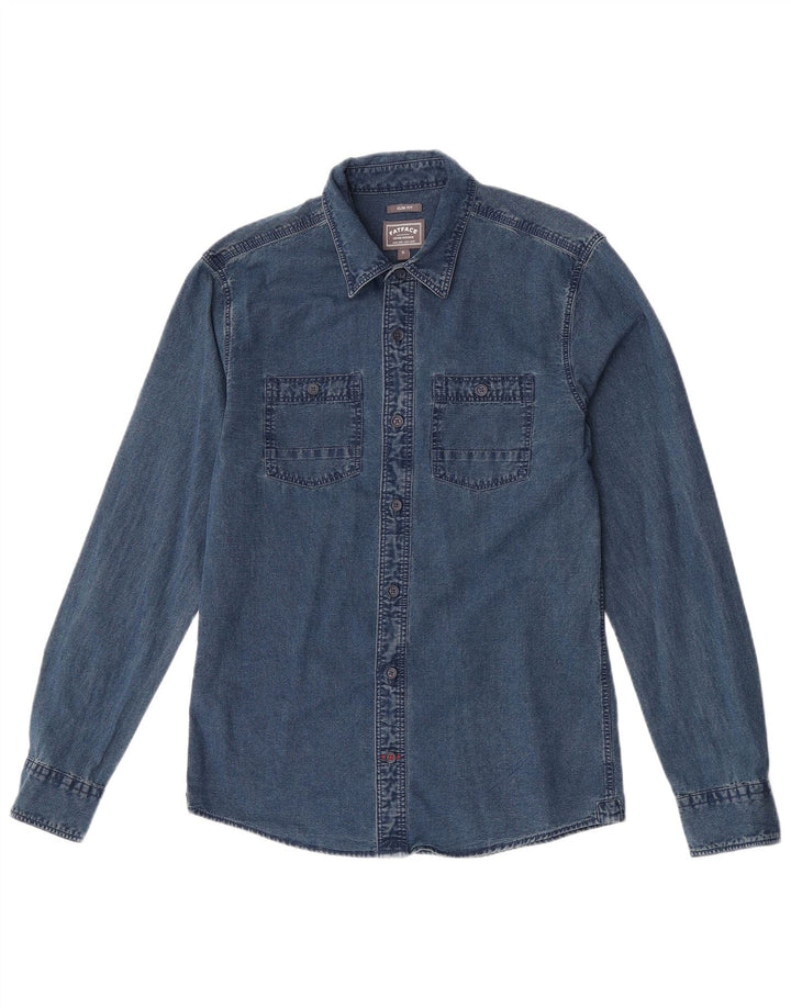 Fat Face Mens Slim Fit Camisa Jeans Pequeno Algodão Azul