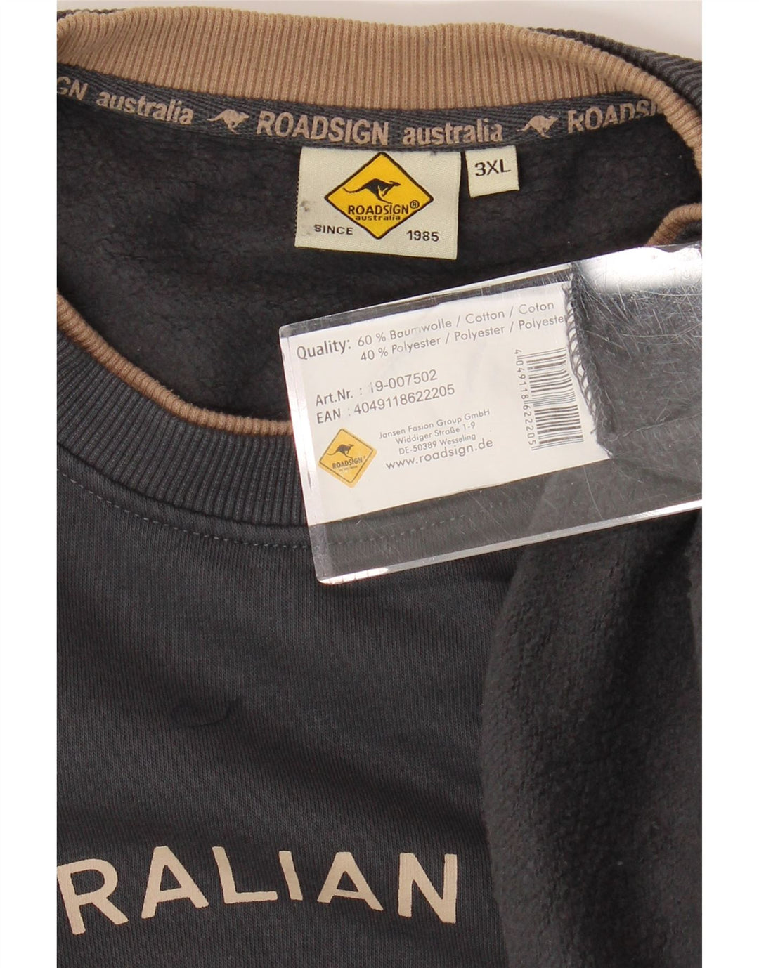 Roadsign moletom gráfico masculino jumper 3XL algodão cinza