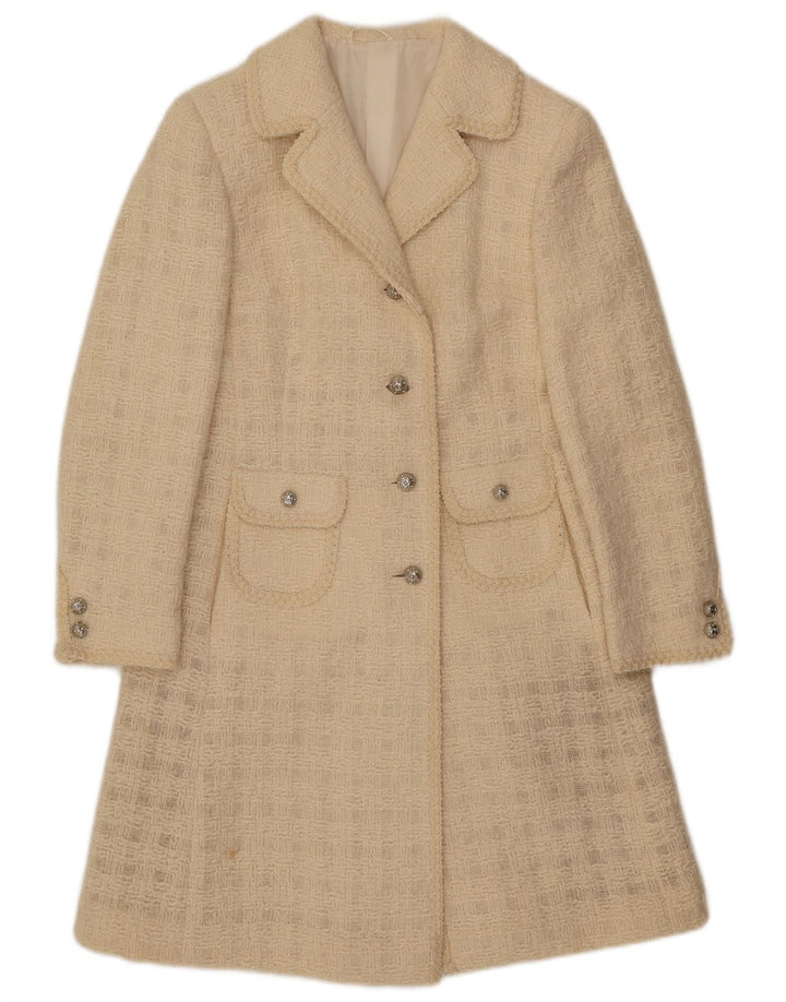 Sobretudo feminino exclusivo UK 10 pequeno xadrez branco