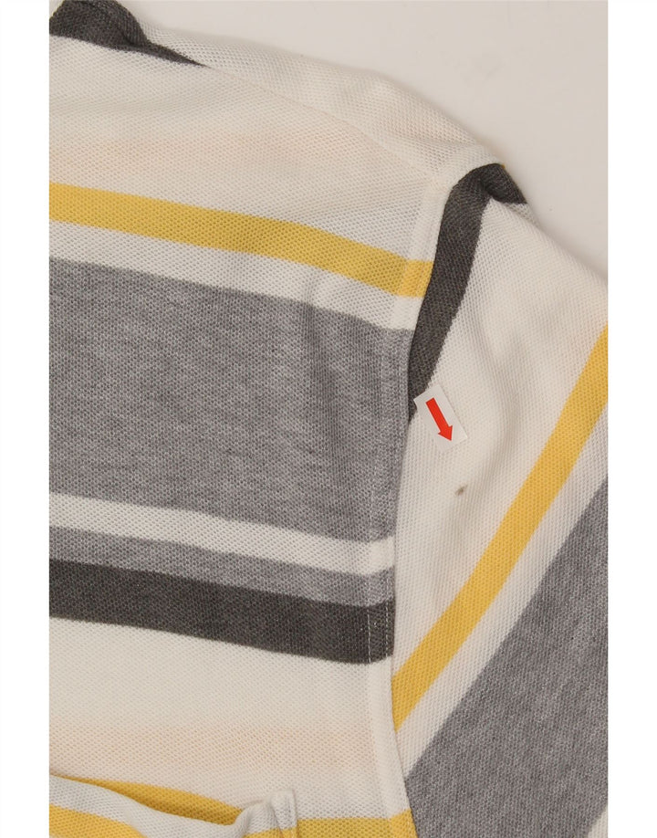 KINGFIELD Mens Polo Shirt Large Grey Striped Cotton Vintage Kingfield and Second-Hand Kingfield from Messina Hembry 