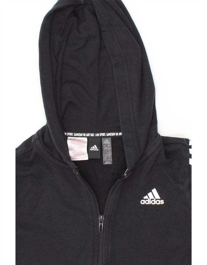 ADIDAS Boys Zip Hoodie Sweater 9-10 Years Black Cotton Vintage Adidas and Second-Hand Adidas from Messina Hembry 