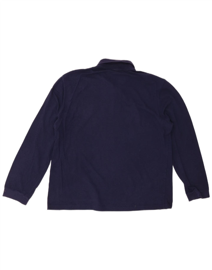 Camisa polo masculina de manga comprida LACOSTE tamanho 5 grande algodão azul marinho