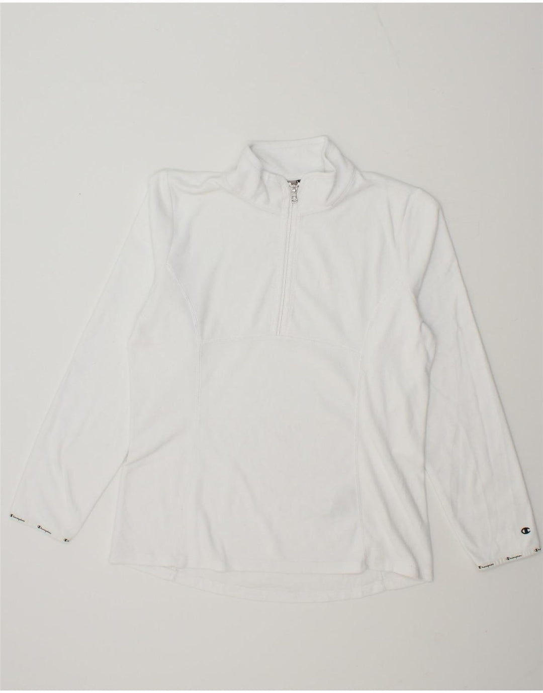 CHAMPION Womens Zip Neck Fleece Jumper UK 18 XL White Vintage Champion and Second-Hand Champion from Messina Hembry 