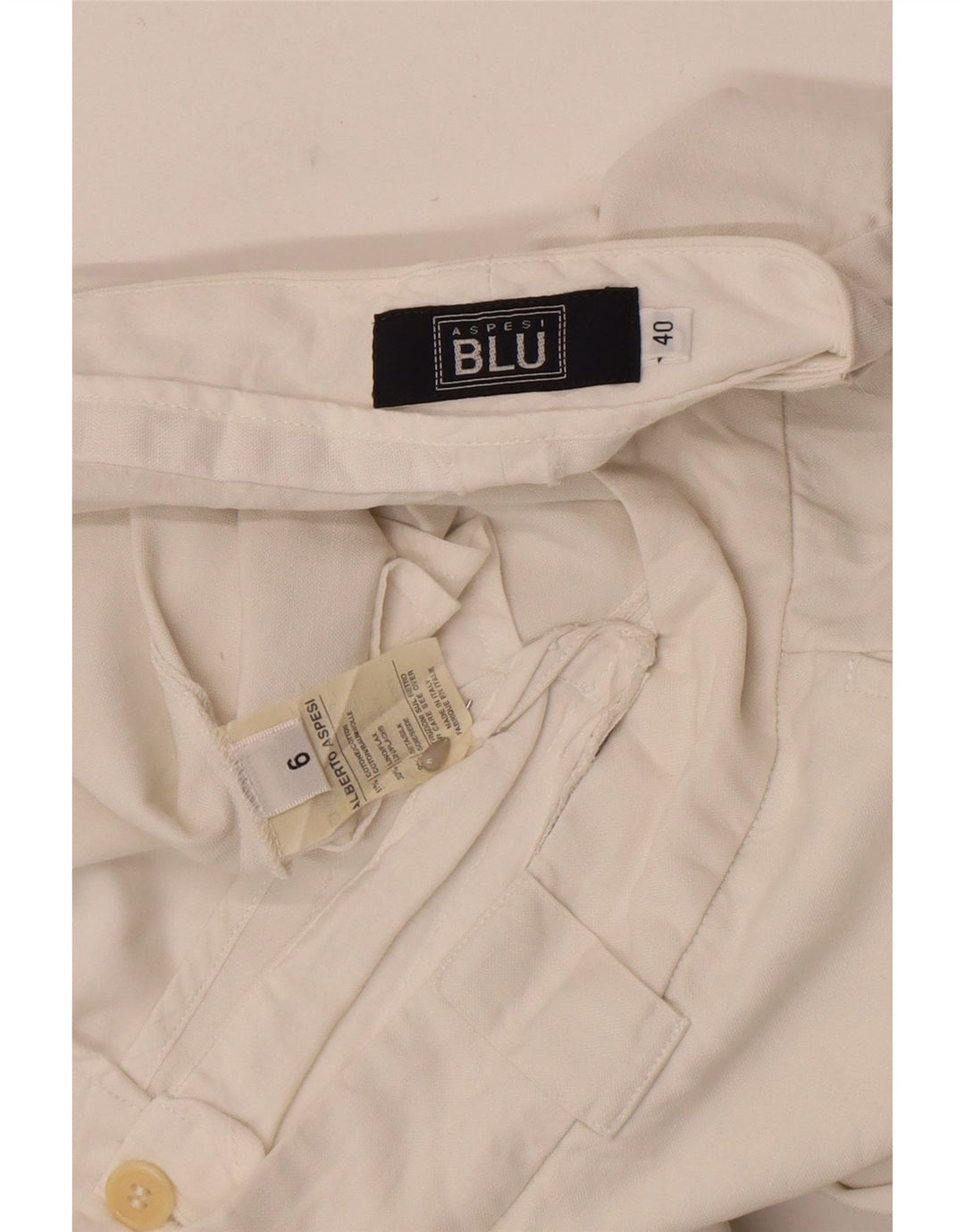 Calça feminina Alberto Aspesi Blu Bootcut Suit IT 40 Pequeno W27 L31 Branco