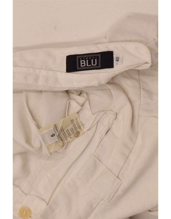 Calça feminina Alberto Aspesi Blu Bootcut Suit IT 40 Pequeno W27 L31 Branco