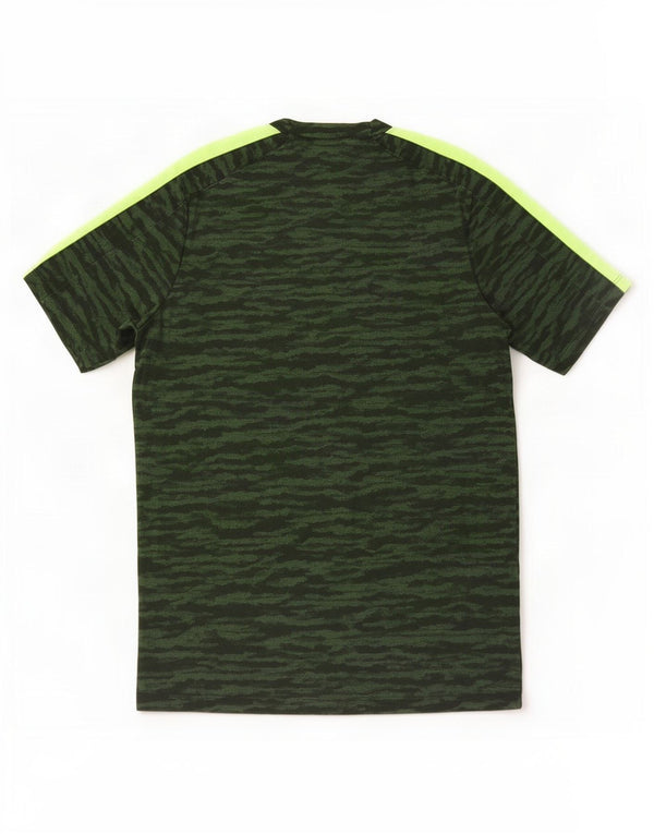 Nike Mens Dri Fit Camiseta Top Médio Verde Camuflagem Poliéster
