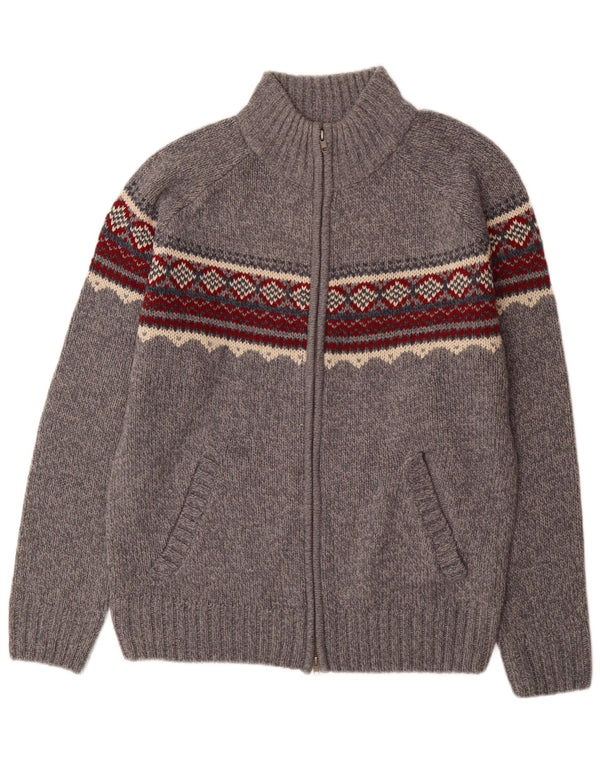 Herod Sport Mens Cardigan Sweater XL Cinza Fair Isle Acrílico