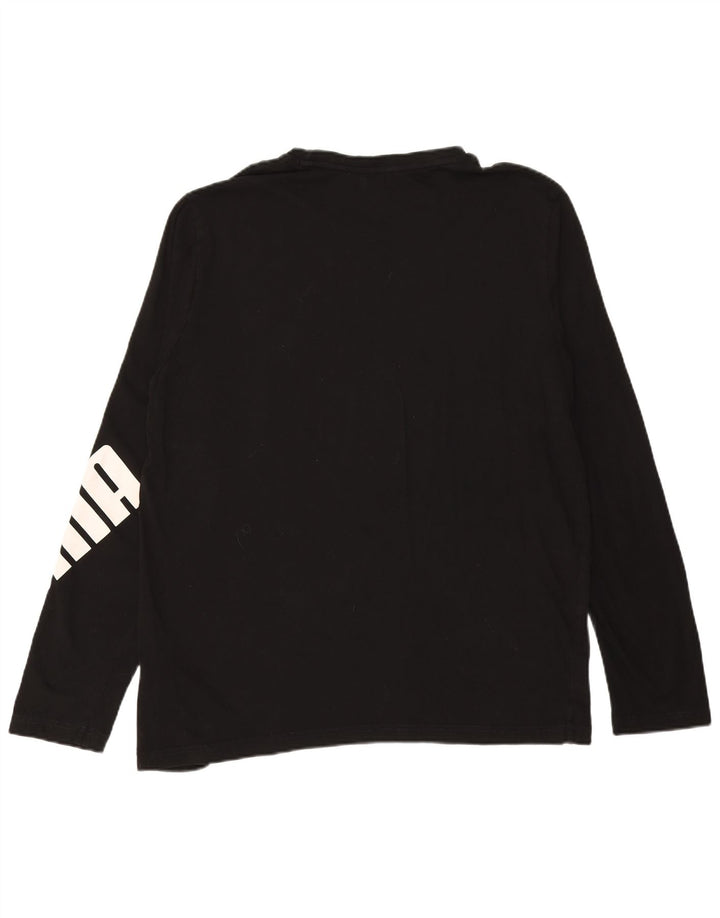 PUMA Mens Graphic Top Manga Longa Grande Algodão Preto