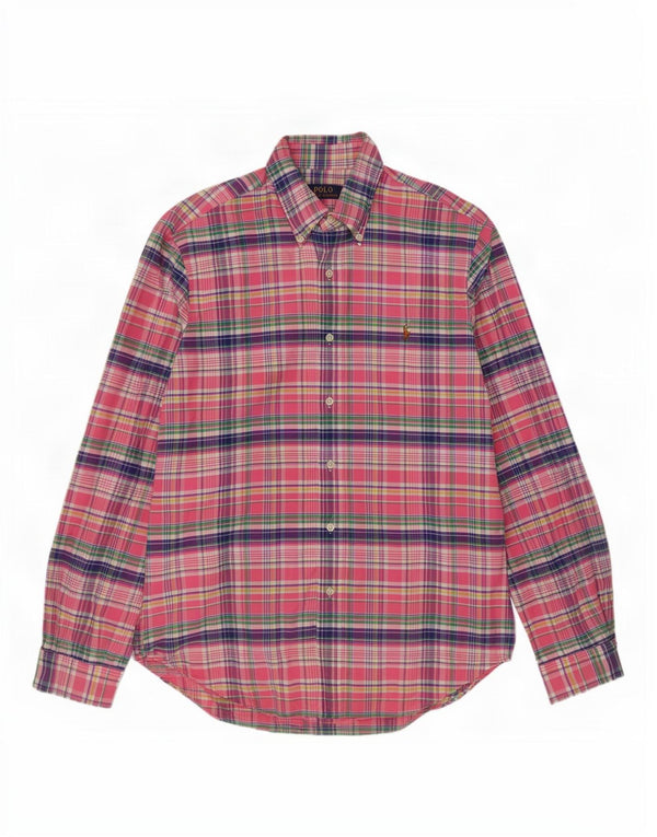 Polo Ralph Lauren Camisa masculina grande de algodão xadrez rosa