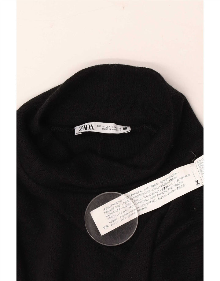Zara vestido feminino de manga comprida oversized, Reino Unido 10, pequeno, preto, poliéster